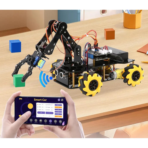 ACEBOTT 5DOF Smart Robot Arm Car Kit, Compatible w/ Arduino/Python/Blockly