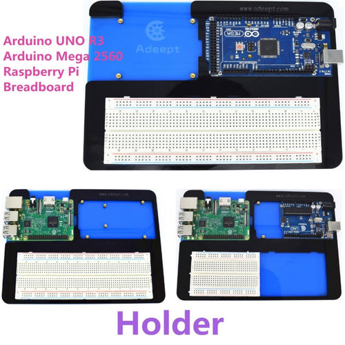 Adeept Acrylic 5 in 1 Breadboard Holder for Arduino UNO R3, Mega 2560, RPi