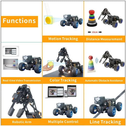 Adeept PiCar 4WD Pro Smart Robot Car 2-in-1 Kit w/ 4-DoF Robotic Arm