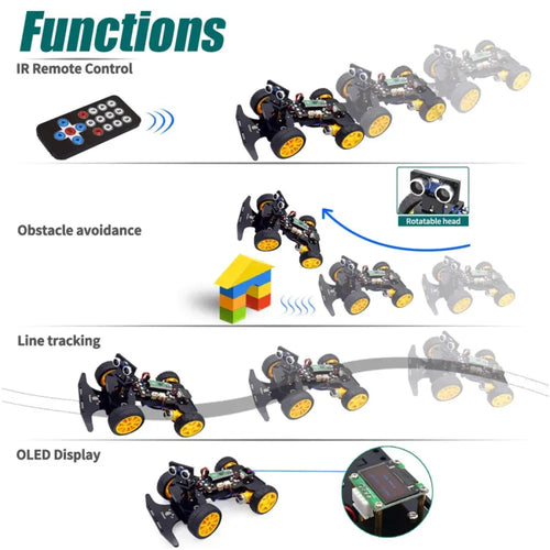 Adeept Smart RC Car Kit for RPi Pico w/ Line Tracking, Obstacle Avoidance, Display