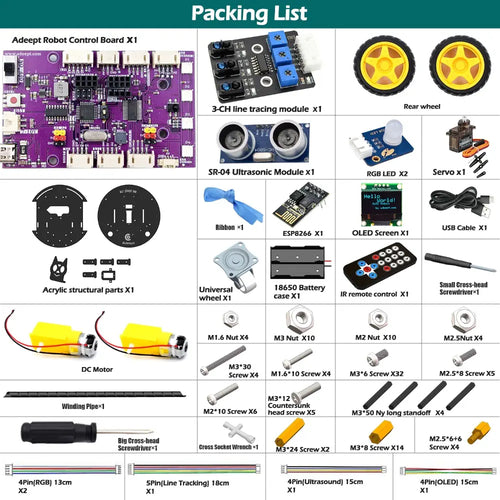 Adeept Smart Car Kit (Compatible w/ Arduino IDE)