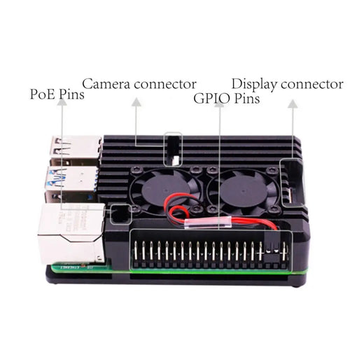 Aluminum Alloy Armor Case w/ Dual Cooling Fan & Heatsink for Raspberry Pi 4