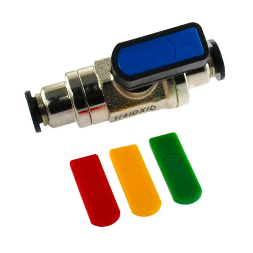 AndyMark Ball Valve 1/4in. Tube Fitting w/ Colored Handle