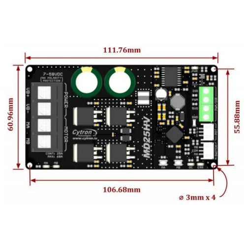 Cytron 25A 7-58V Single Brushed DC Motor Driver