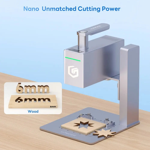 LONGER Nano 6W Portable Laser Engraver, Diode Lasers with FAC, 5000mm/s Ultra-Fast Speed, 0.05mm Precision, LightBurn &amp; LaserGRBL, LaserBurn APP Operation, 6mm Wood Cutting, 100*100mm