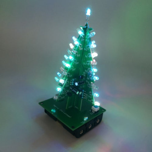 Dagu 3D Christmas Tree DIY Electronic LED Kit w/ Red/Green/Yellow Flash Circuit