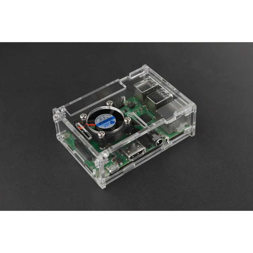 DFRobot Transparent Acrylic Case for Raspberry Pi B+/2B/3B (w/ Fan)