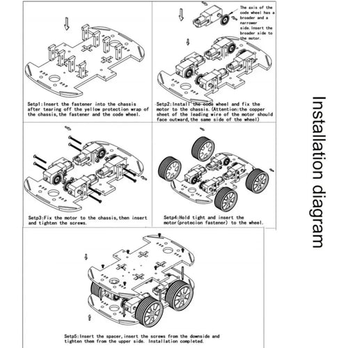 DIY Robot Car Smart Chassis Kit w/ Speed Encoder 4W 2-Layer for Arduino, RPi