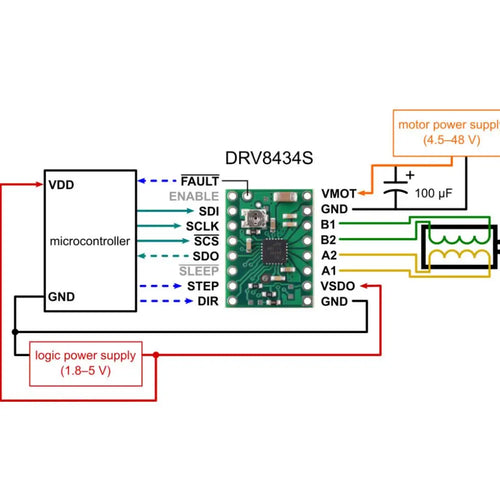 Pololu DRV8434S SPI Stepper Motor Driver Carrier w/ Header Pins