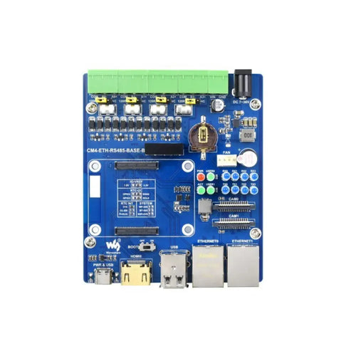 Dual ETH Quad RS485 Base Board (B) for RPi CM4, Gigabit Ethernet, 4CH Isolated