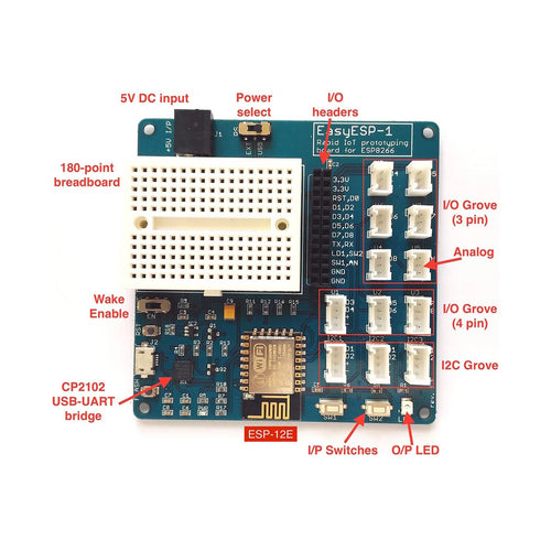 EasyESP-1 IoT Prototyping Board for ESP8266 w/ USB-to-Serial Converter ESP-12E