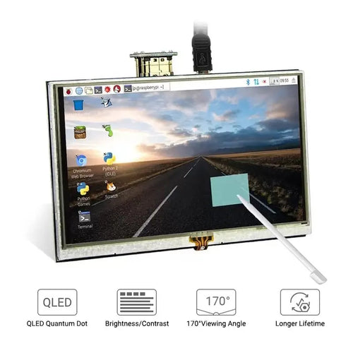 Elecrow 5in QLED Quantum Dot Resistive Touch Display 800x480 for RPi B+/2B/3B/4B