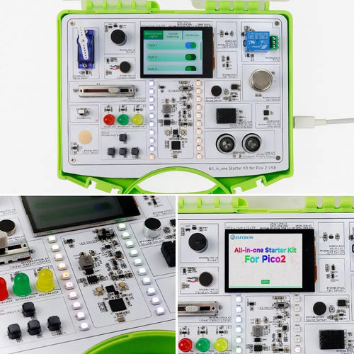 Elecrow All-in-1 Starter Kit for Pico 2 RP2350 w/ Common Board Design, 17 Sensors & 21 Lessons