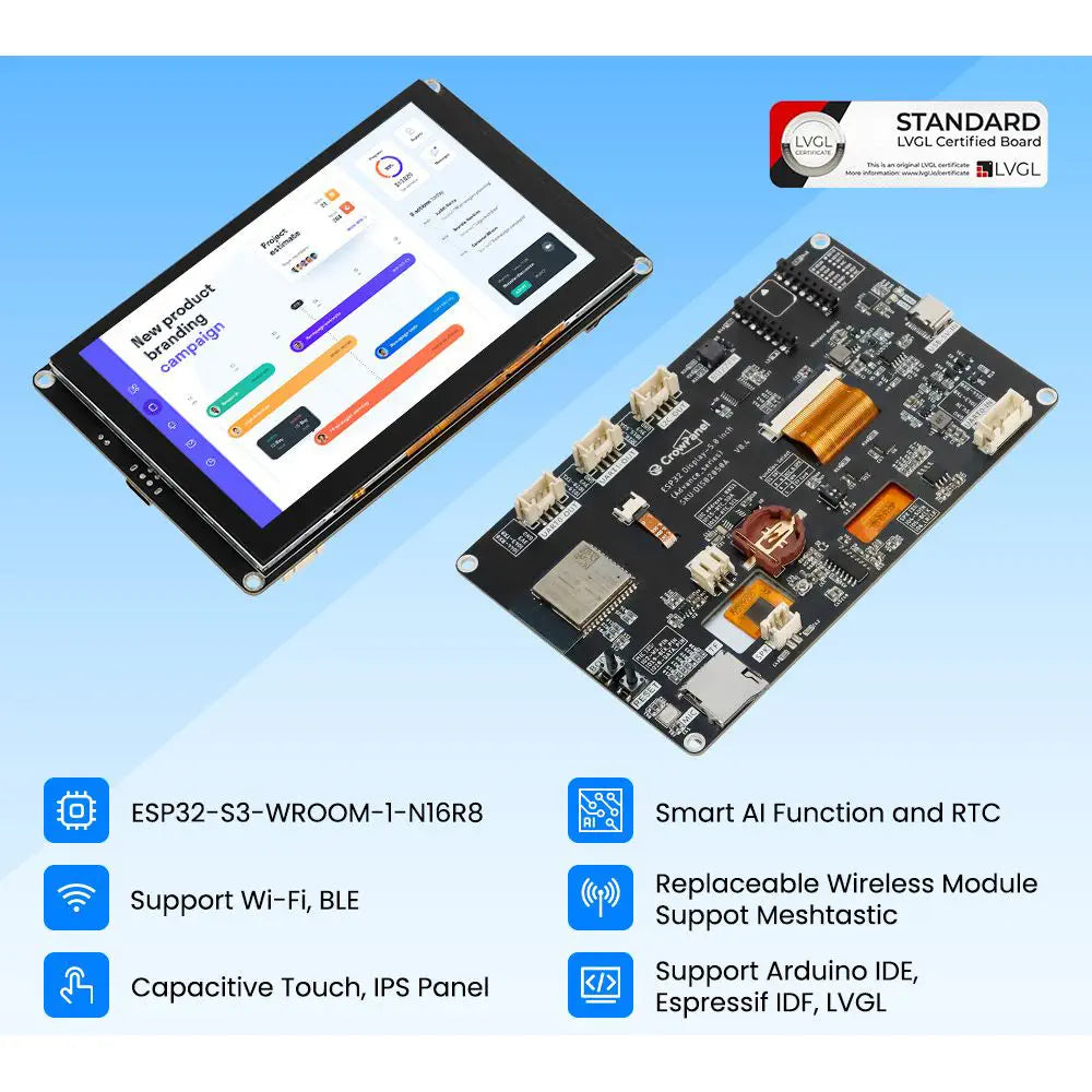 Elecrow CrowPanel Advance 5.0-HMI ESP32 AI Display 800x480 IPS Touch Screen