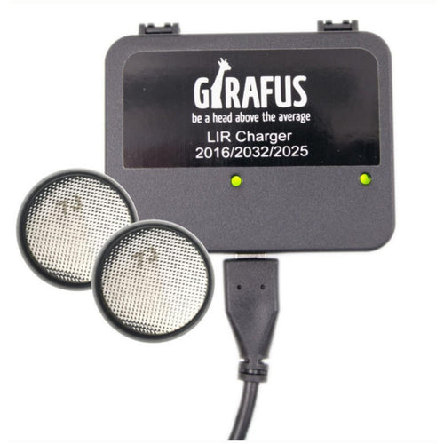 Girafus USB LIR2032/2025/2016 Battery Charger w/ 2x2032 Batteries