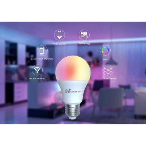 Homeflow WiFi Smart Light Bulb E27 9W RGB + Cold White