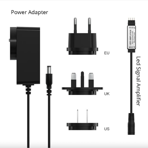 LED Signal Amplifier & Power Adapter (EU+UK+US)
