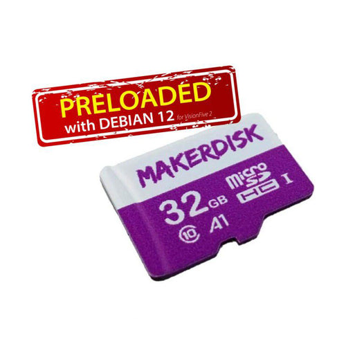 MakerDisk 32GB microSD with Debian 12 os for VisionFive 2