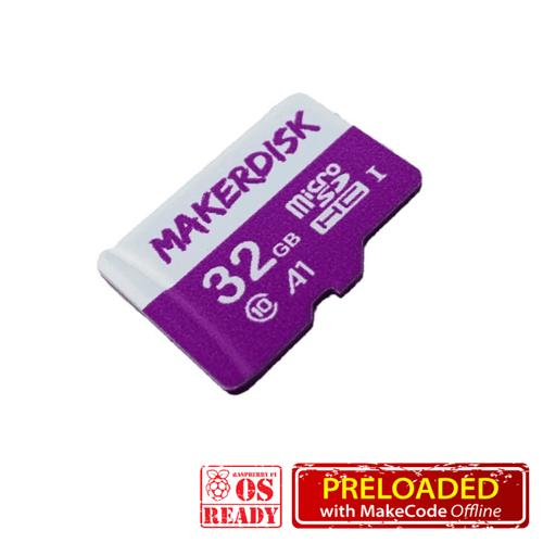 MakerDisk 32GB microSD Card Preloaded Offline MakeCode & Raspberry Pi OS