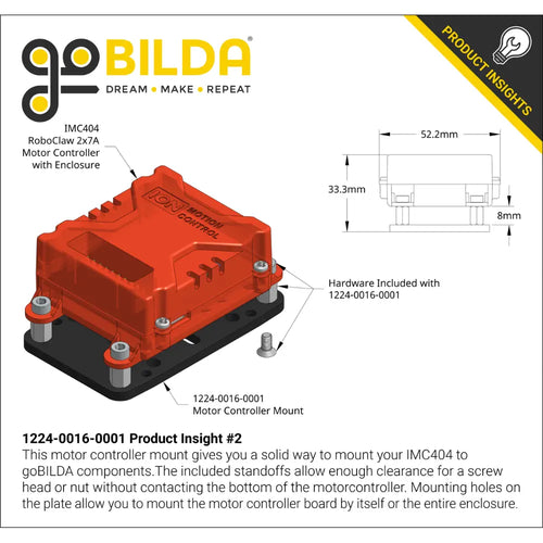 Motor Controller Mount for Basic Micro RoboClaw 2x7A