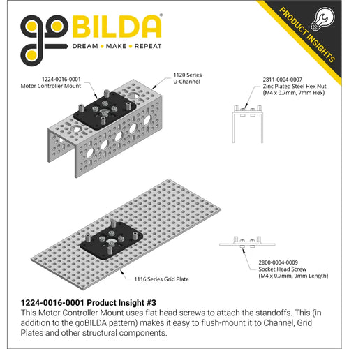 Motor Controller Mount for Basic Micro RoboClaw 2x7A