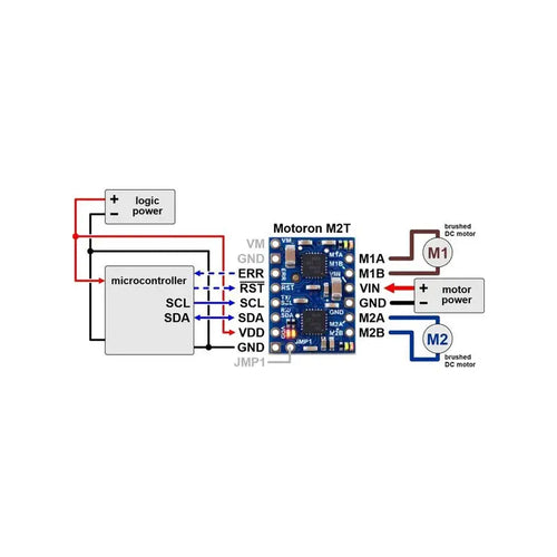 Motoron M2T550 Dual I2C Motor Controller (Header Pins Soldered)