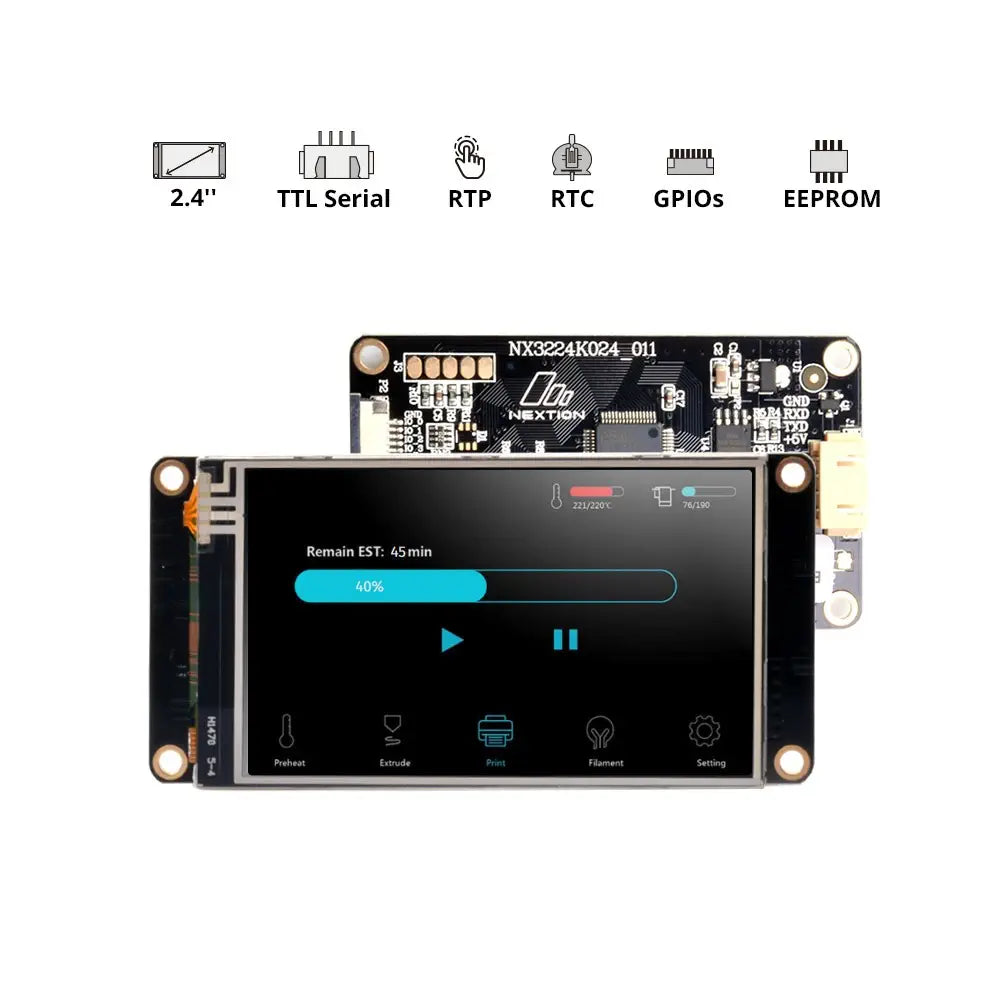 Nextion NX3224K024 2.4-Inch Enhanced Series Resistive HMI Touch Display