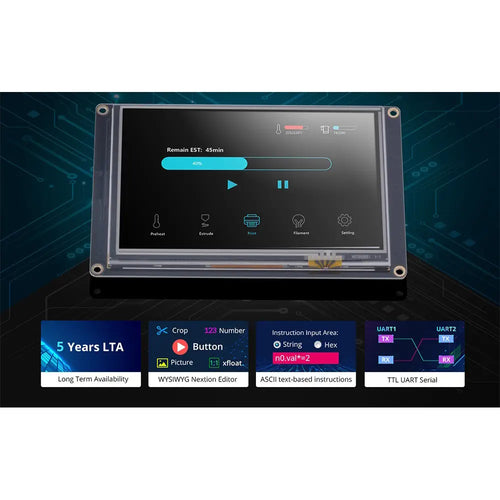 Nextion NX8048K050 5-Inch Enhanced Series Resistive HMI Touch Display