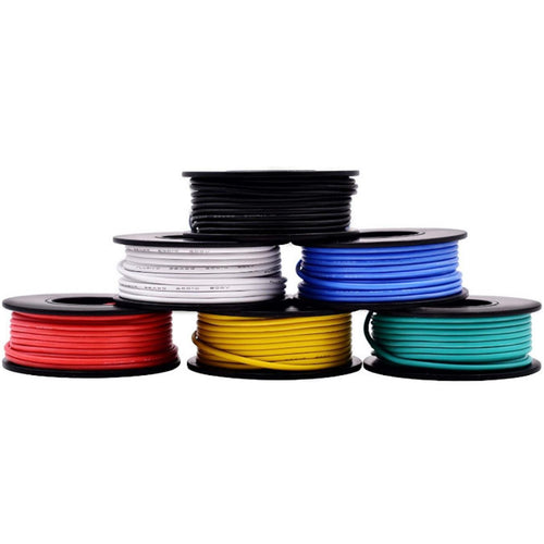 Plusivo 22AWG Solid Core PVC Wire Kit - 6 Colors (10m each)