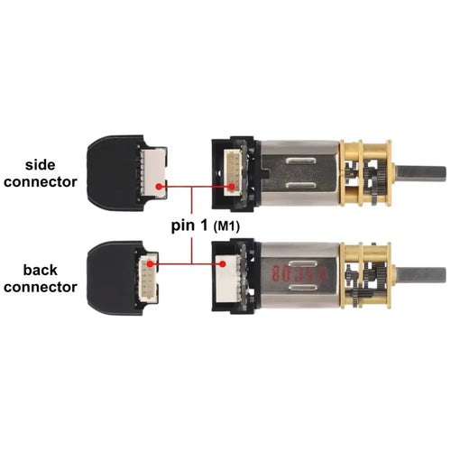 Pololu 50:1 Micro Metal Gearmotor MP 6V w/ 12 CPR Encoder, Back Connector