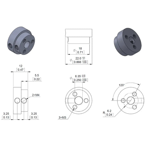 Pololu Aluminum Scooter Wheel Adapter for 1/4″ Shaft