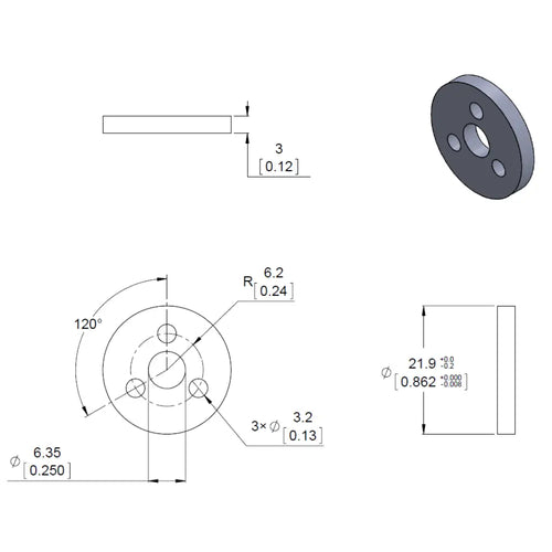 Pololu Aluminum Scooter Wheel Adapter for 6mm Shaft