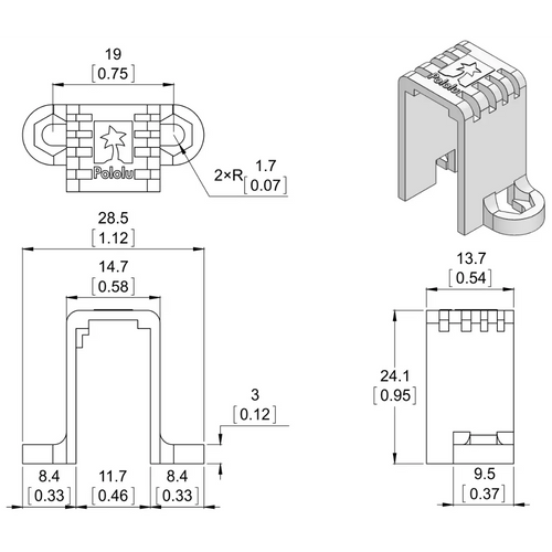 Pololu Mini Plastic Gearmotor Bracket Pair - Tall