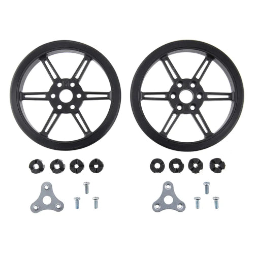 Pololu Multi-Hub Wheel w/Inserts for 3mm & 4mm Shafts - 80×10mm, Black, 2-Pack