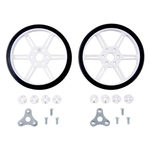 Pololu Multi-Hub Wheel w/Inserts for 3mm & 4mm Shafts 80x10mm, White, 2-Pack