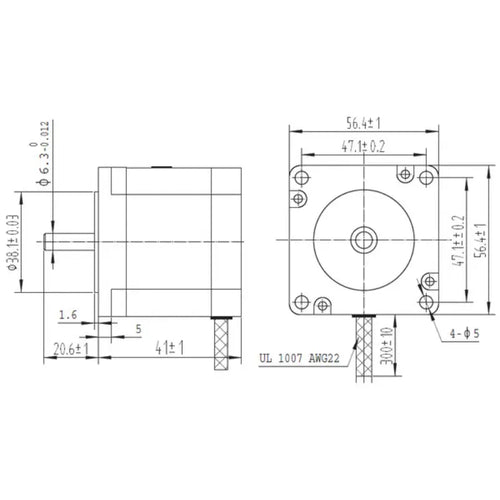 Pololu Stepper Motor: Unipolar/Bipolar, 200 Steps/Rev, 57×41mm, 5.7V, 1 A/Phase