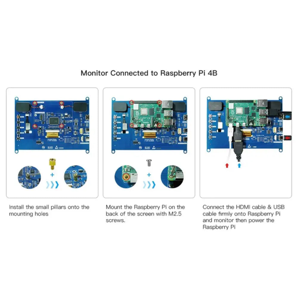 RC070N 7 inch Touch Display 1024x600 HDMI Monitor for Raspberry Pi 3B+/4B/Zero