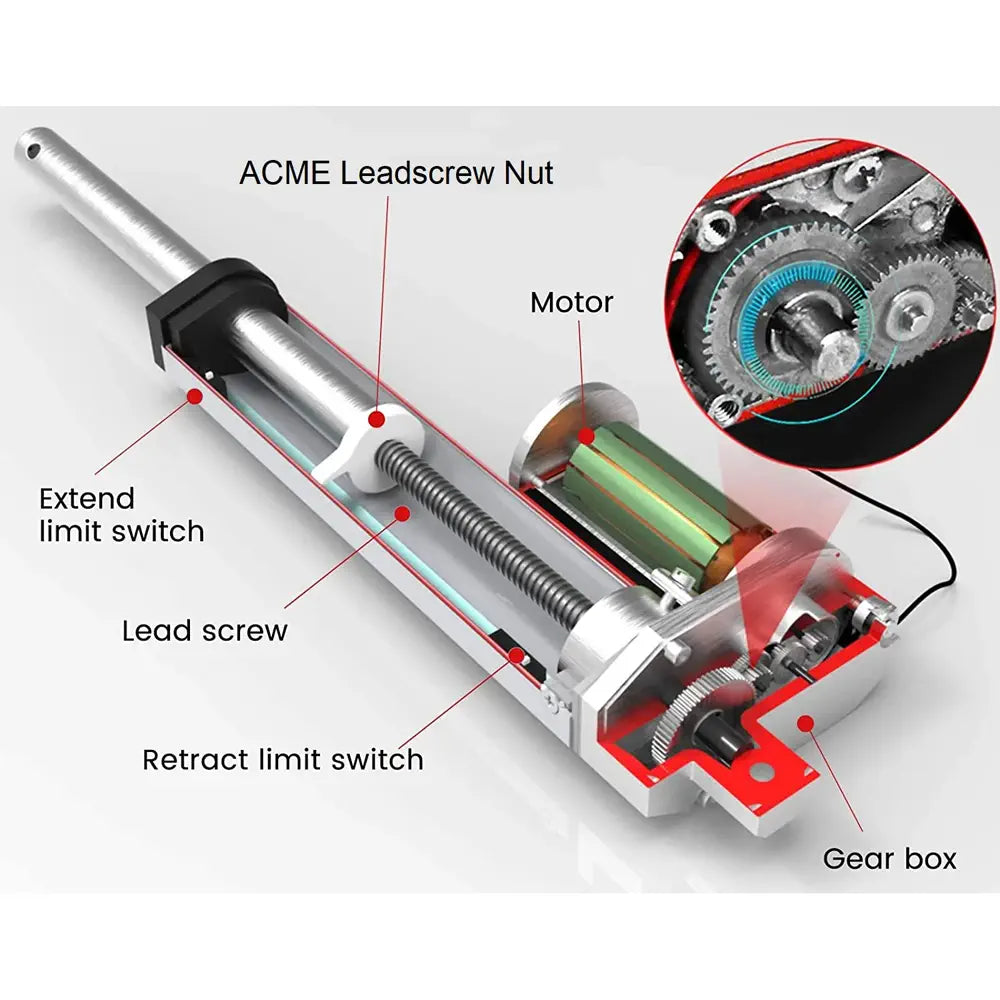 12'' Stroke 150lb Force Linear Actuator