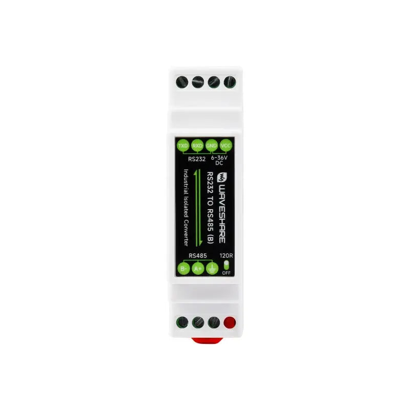 Waveshare RS232 to RS485 Converter (B), Active Digital Isolator, Rail-Mount