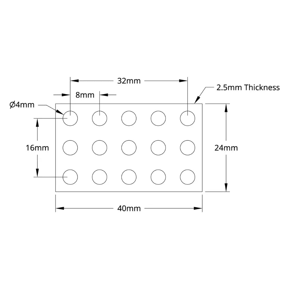 ServoCity 1116 Series Grid Plate (3 x 5 Hole, 24 x 40mm)