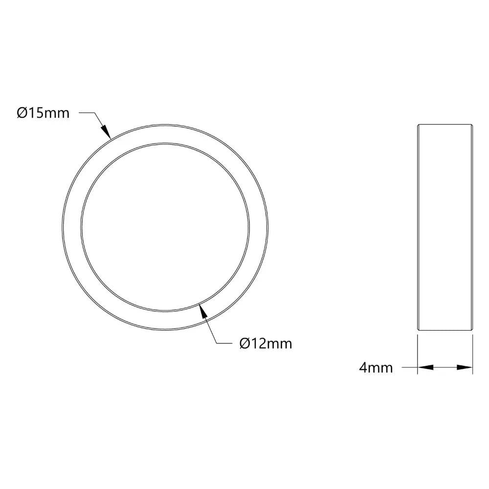 ServoCity 12mm ID Spacer (15mm OD, 4mm Length) - 4 Pack
