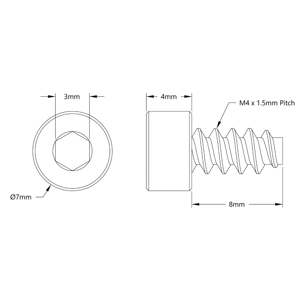 ServoCity Thread-Forming Socket Head Screw (M4 x 8mm Length) - 25 Pack