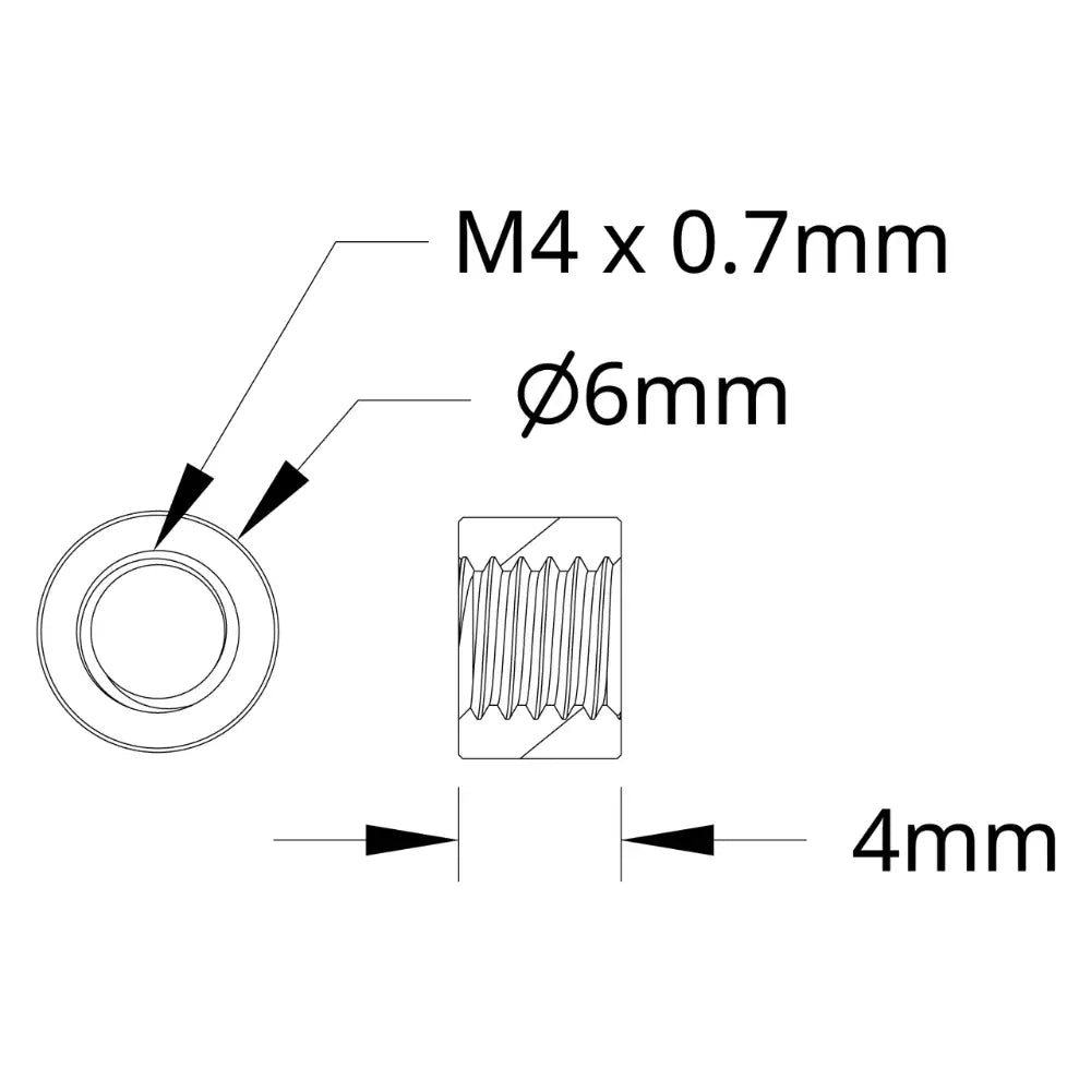 ServoCity 1501 Series M4 x 0.7mm Standoff (6mm OD, 4mm Length) - 4 Pack