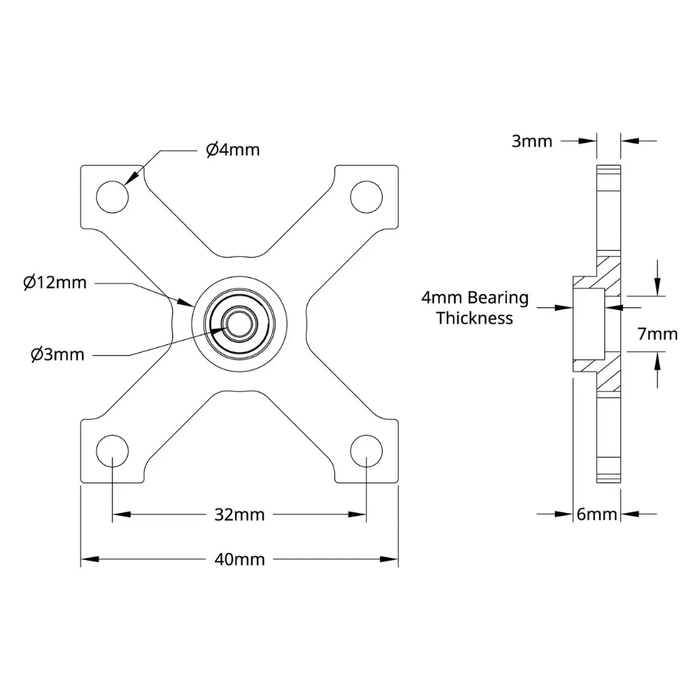 ServoCity 3mm Bore Face Thru-Hole Pillow Block (32mm x 32mm Mounting Pattern)