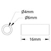 ServoCity 1502 Series 4mm ID Spacer (6mm OD, 16mm Length) - 4 Pack