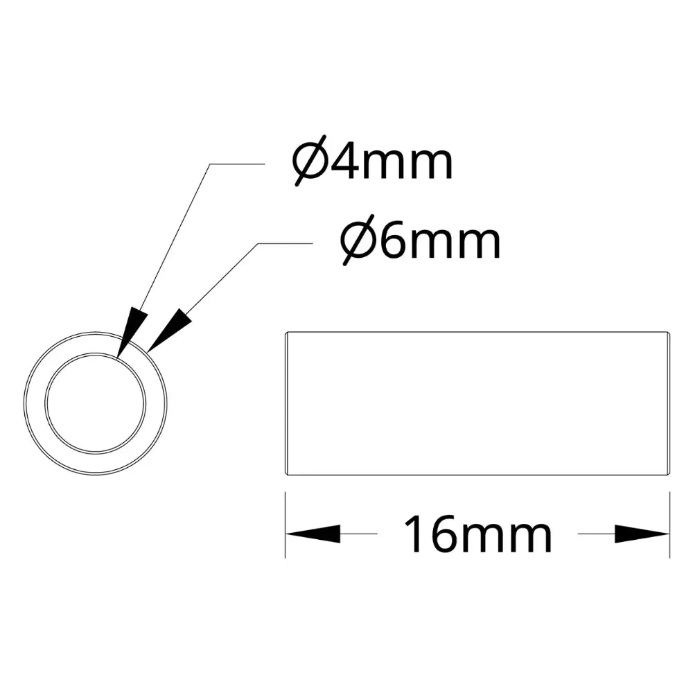 ServoCity 1502 Series 4mm ID Spacer (6mm OD, 16mm Length) - 4 Pack