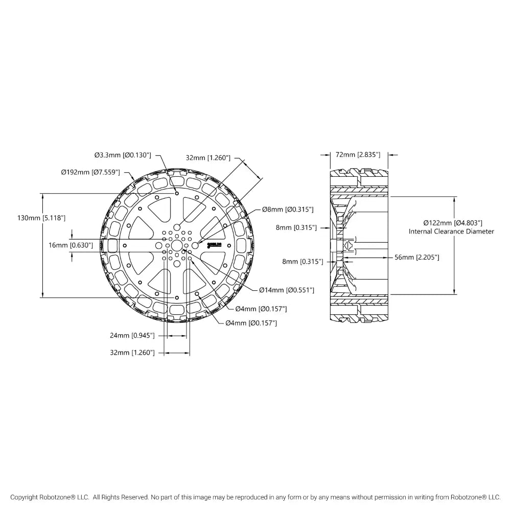 ServoCity Wasteland Wheel (192mm Diameter, 72mm Width)