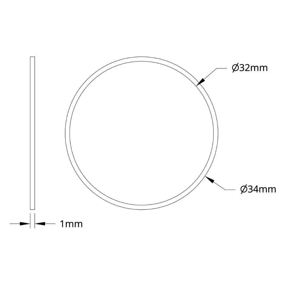 ServoCity 1500 Series Plastic Spacer (32mm ID x 34mm OD, 1mm Thickness) - 12 Pack