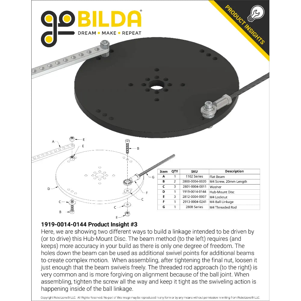 ServoCity Plastic Hub-Mount Disc (14mm Bore, 144mm Diameter)