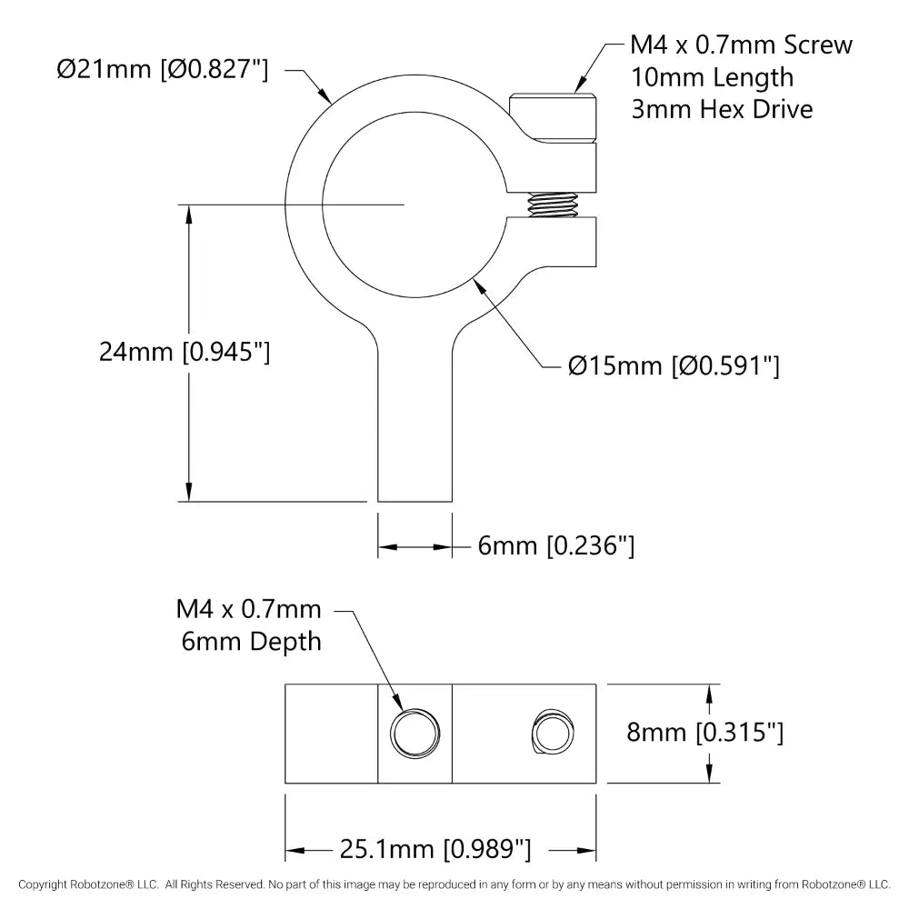 ServoCity 1403 Series 1-Side, 1-Post Clamping Mount (15mm Bore)